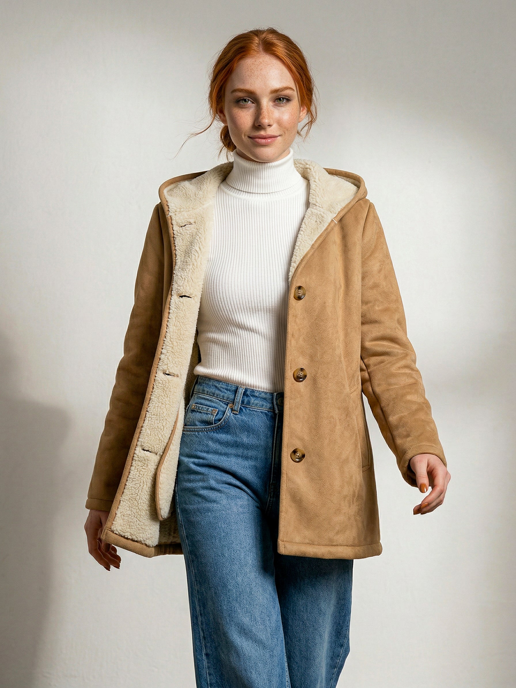 Veganer Shearling Mantel