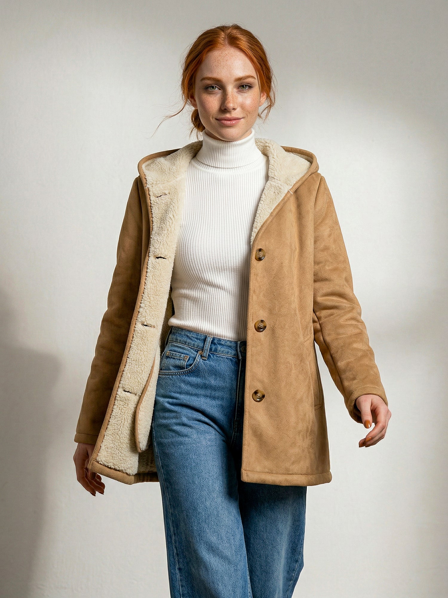 Veganer Shearling Mantel