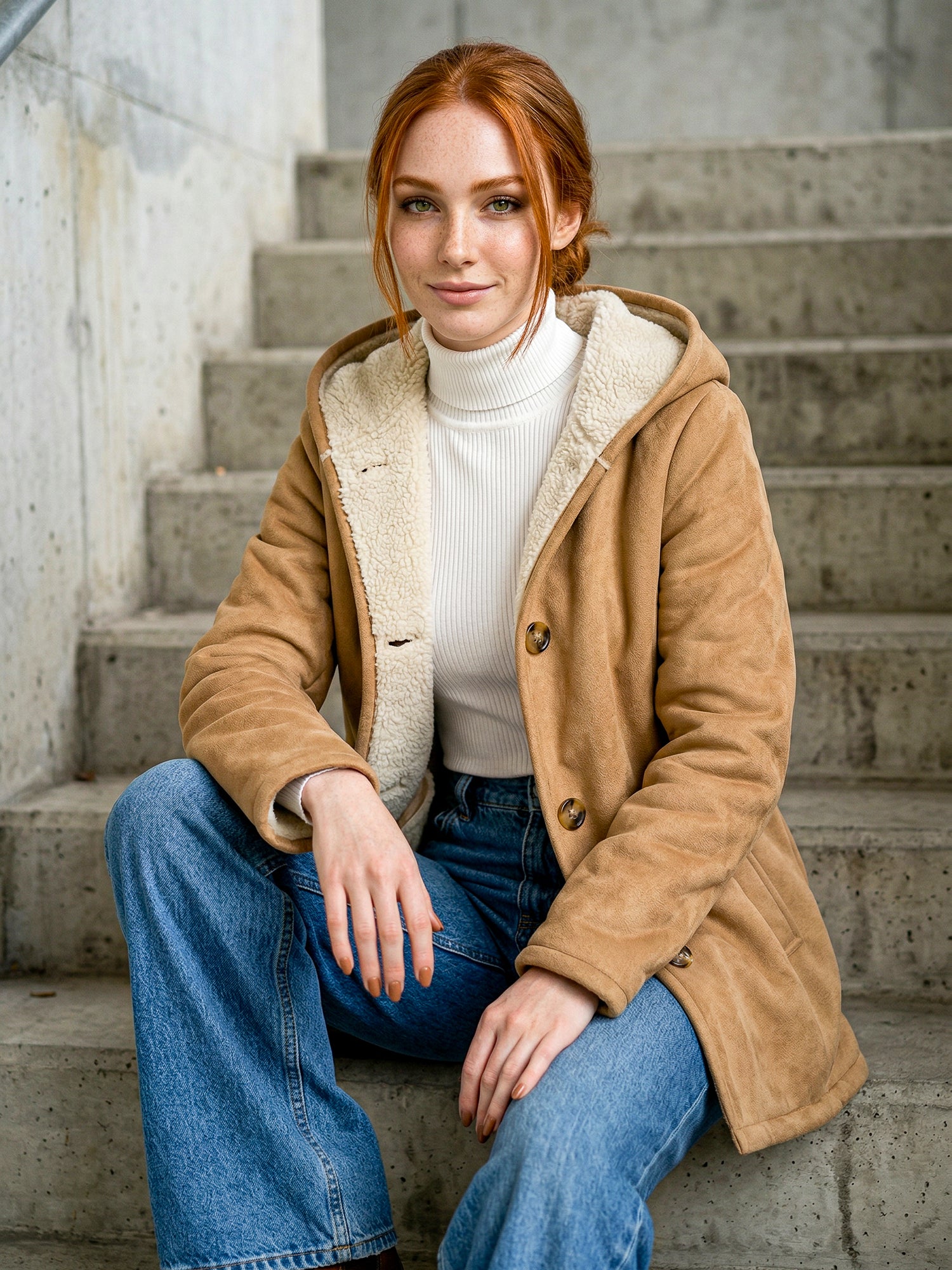 Veganer Shearling Mantel